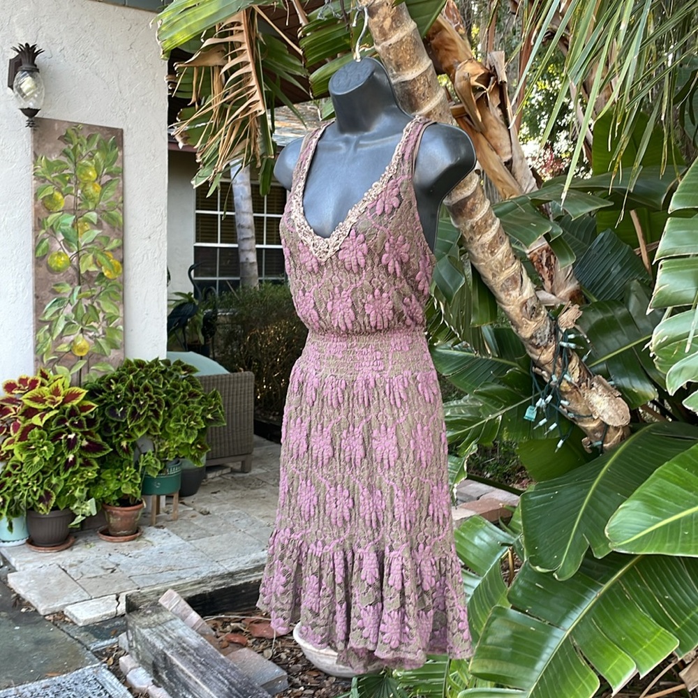 Free people floral lace tiered dress